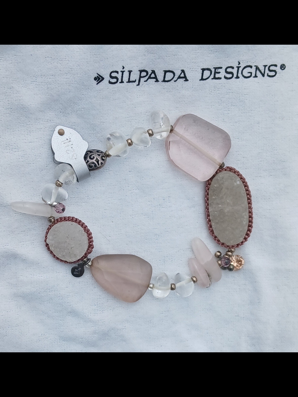Silpada Pink Stone and Crystal Stretch Bracelet